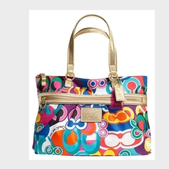 Coach Daisy Pop C Print Blue Tote - Picture 1 of 4